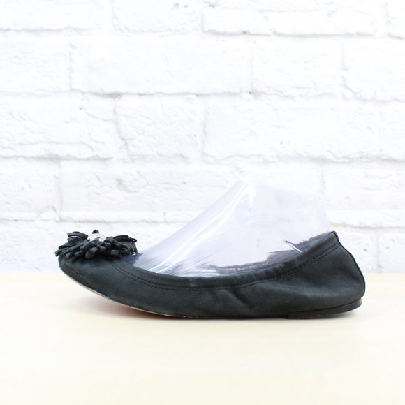 Coach Shoes - COACH Black Leather Floral Patch Slip On Ballet Flats Shoes Size 8 B